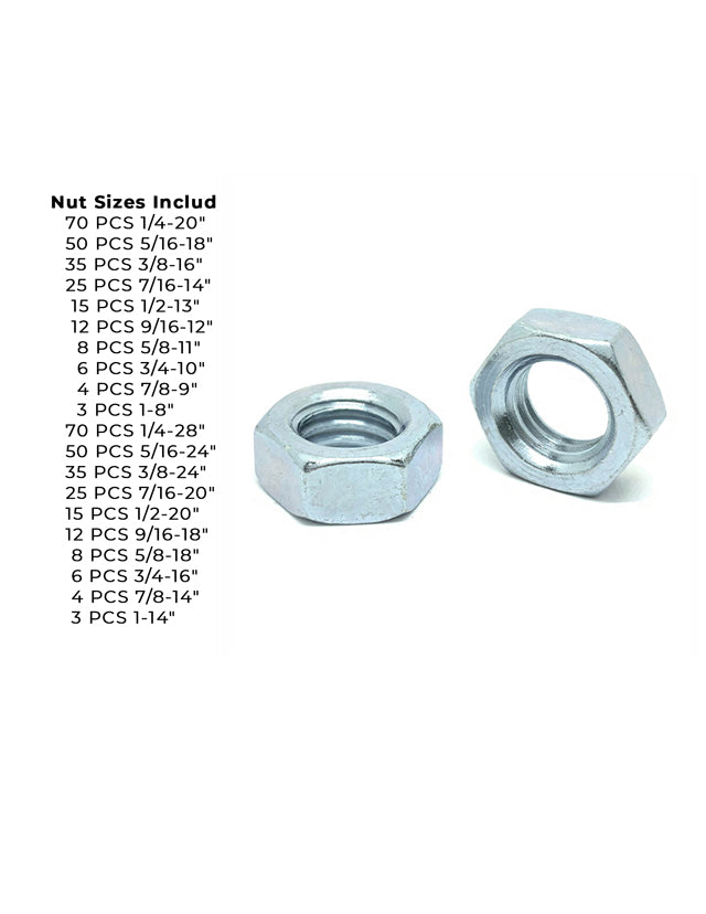 Grade A Hex Jam Nut Coarse & Fine Zinc Clear - 457 pcs