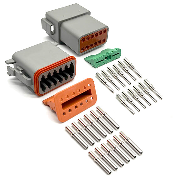 (1 Set) 12 Pin DT Water Proof Connector Assembly, Plug, Recepticle, Wedgelocks, Pins and Sockets