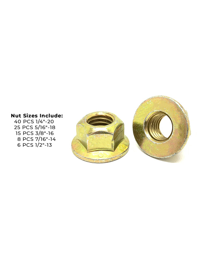 Grade 8 Hex Top Locking Flange Nuts Zinc Yellow - 95 PCS