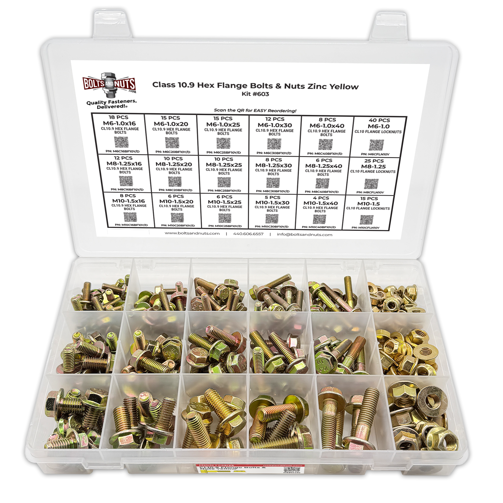 Assortment Kit #603 (224Pcs.) DIN Grade 10.9 Metric Flange Screws