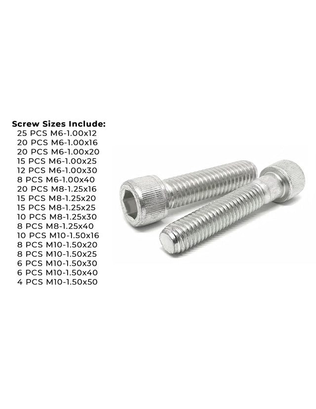 Metric Allen Socket Head Cap Screws Bolts A2-70 Stainless Steel Assortment - 211 PCS