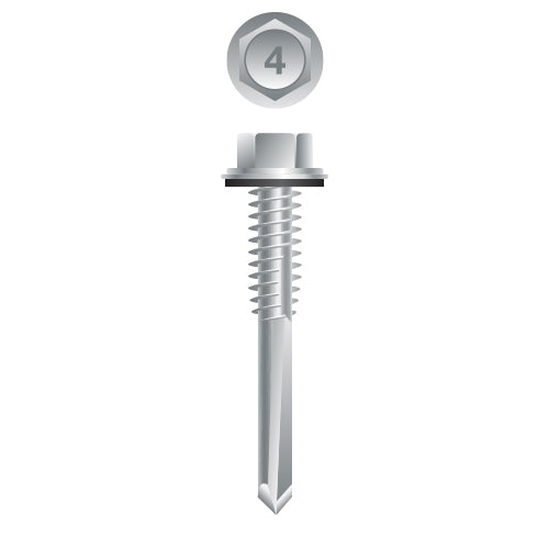 #12 Strong-Point Hex Washer Head w/Washer 12-24 x 1-1/4, 410 Stainless Steel