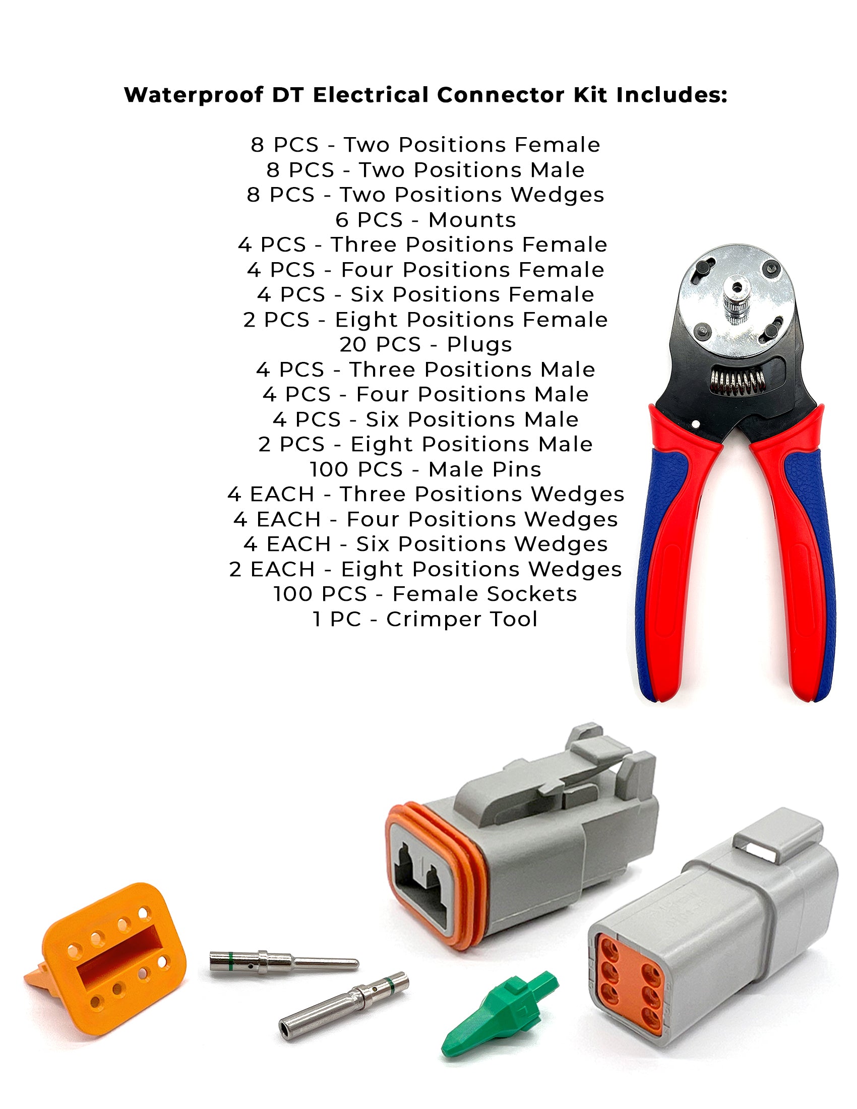 Waterproof DT Pin Electrical Connectors Assortment with Tools - 263 Pieces