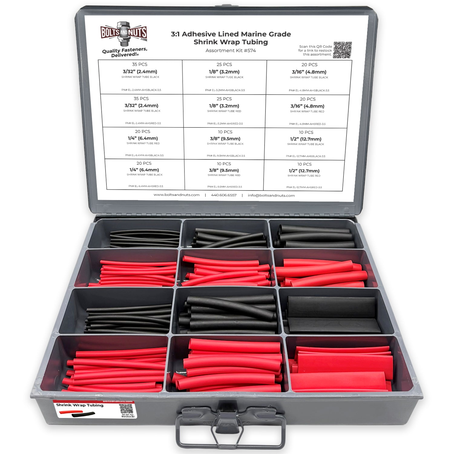 3:1 Adhesive Lined 3.5" Long Marine Grade Heat Shrink Wrap Tubing - 240 PCS