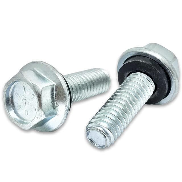 3/8-16x1-1/4" Grade 8 Hex Flange Grain Bin Bolts Rubber Washer Zinc