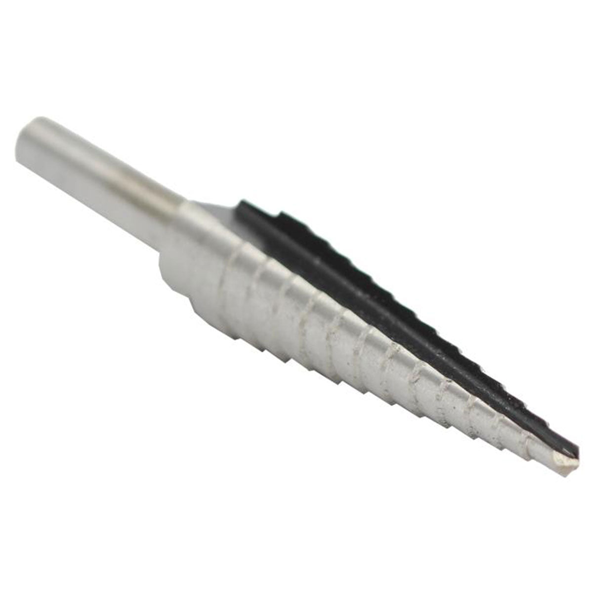 #1 High Speed Steel Round Shank Step Drill Bit, (1/8"- 1/2 by 1/32")