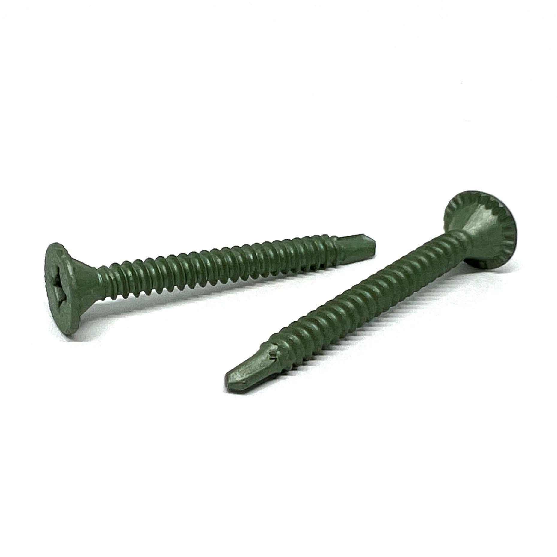 #8x1-5/8" Combo Flat Head Self Drilling Cement Board Screws Zinc Green
