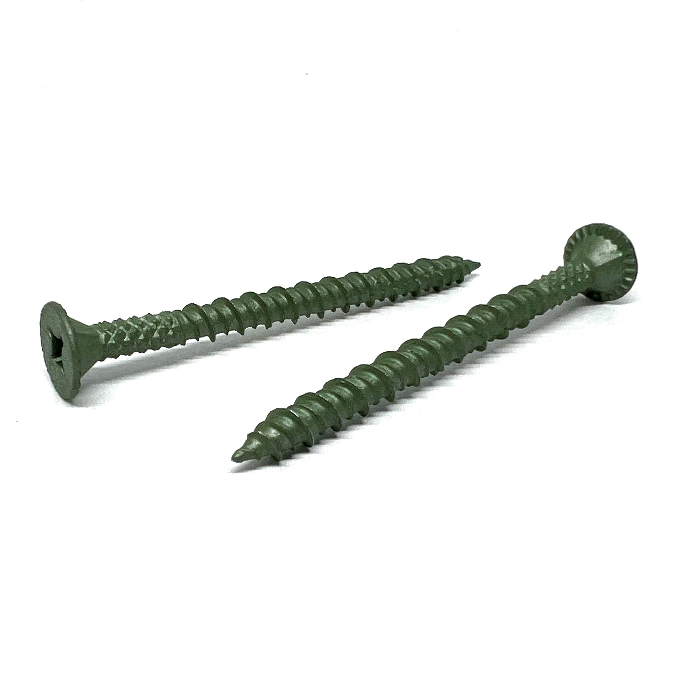 #8x2-1/4" Combo Flat Head Self Tapping Cement Board Screws Zinc Green