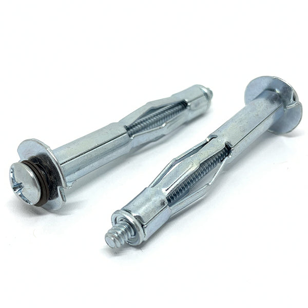 1/4" XL x3" Hollow Wall Drywall Anchor Standard Point Steel Zinc Clear