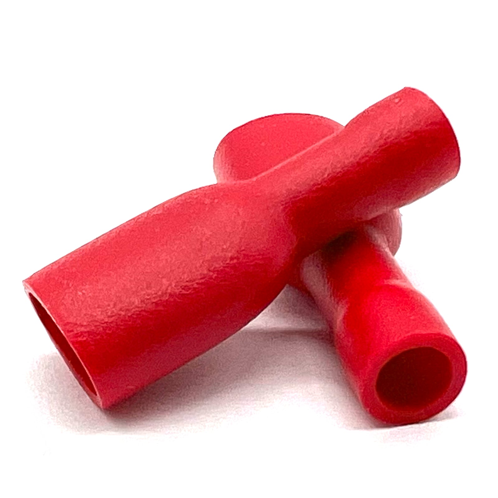 Red PVC/Vinyl Female Spade Fully Insulated Crimp Connector, AWG 22-16