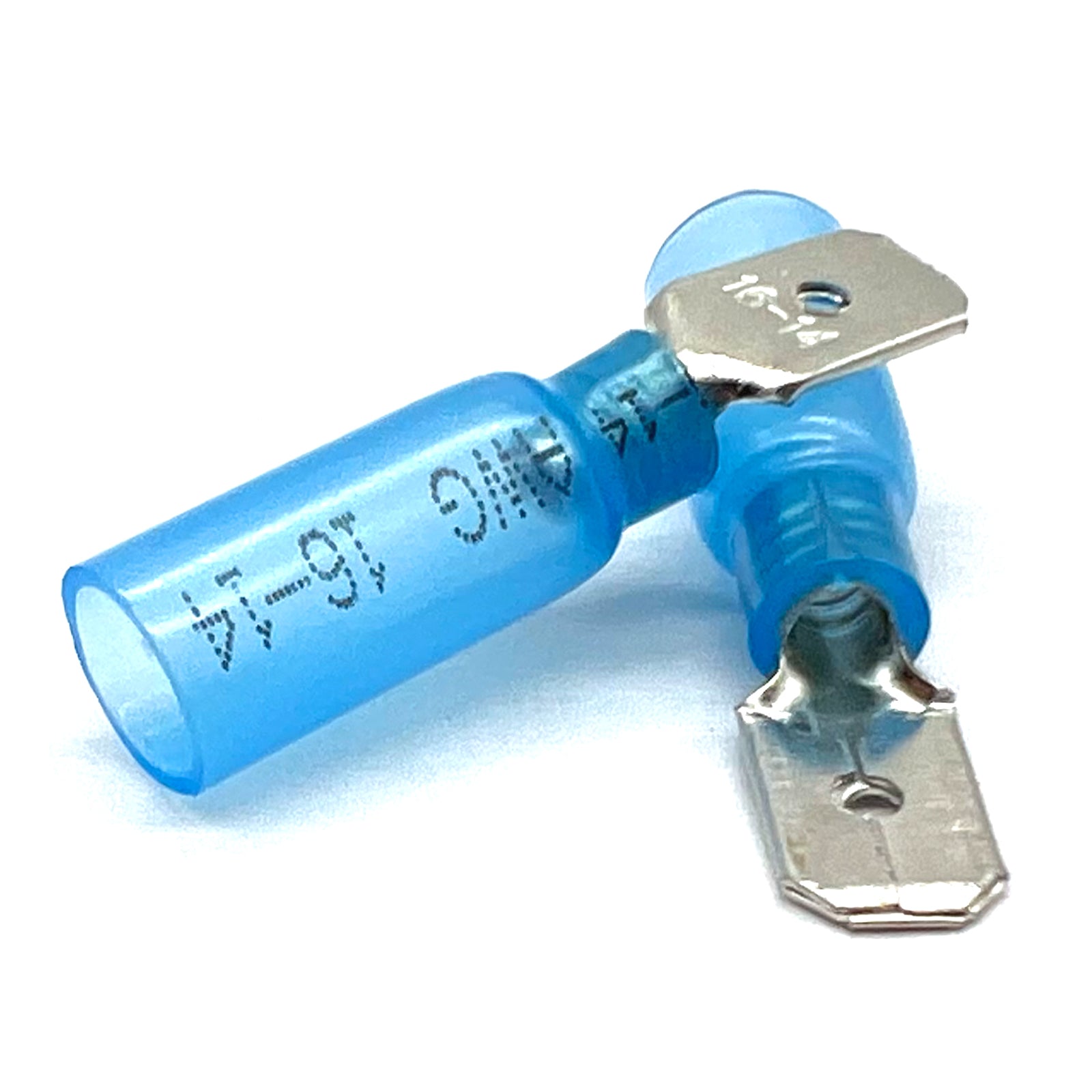 Blue Heat Shrink Marine Grade Male Spade Connectors, AWG 16-14