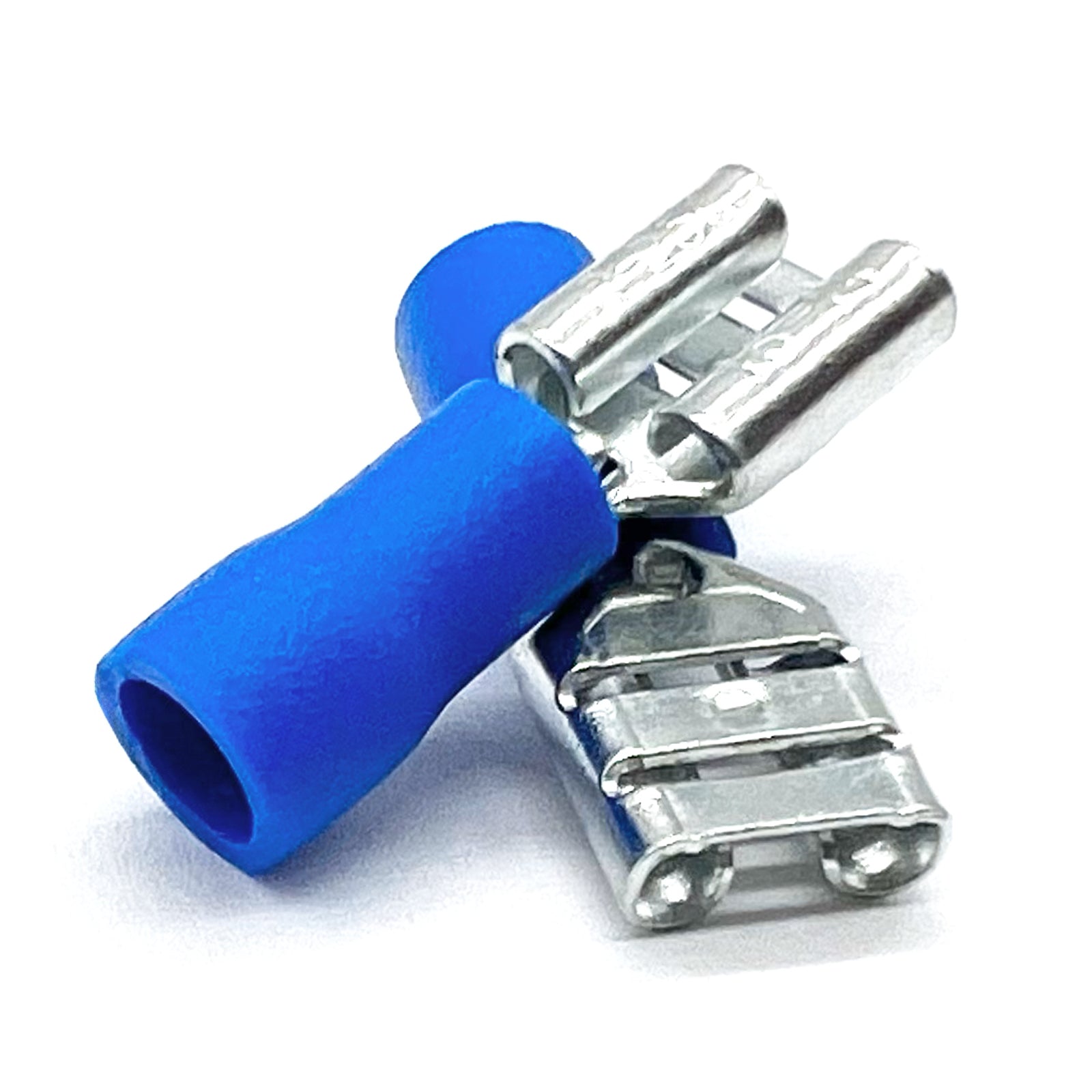Blue PVC/Vinyl Female Spade Crimp Connector, AWG 16-14