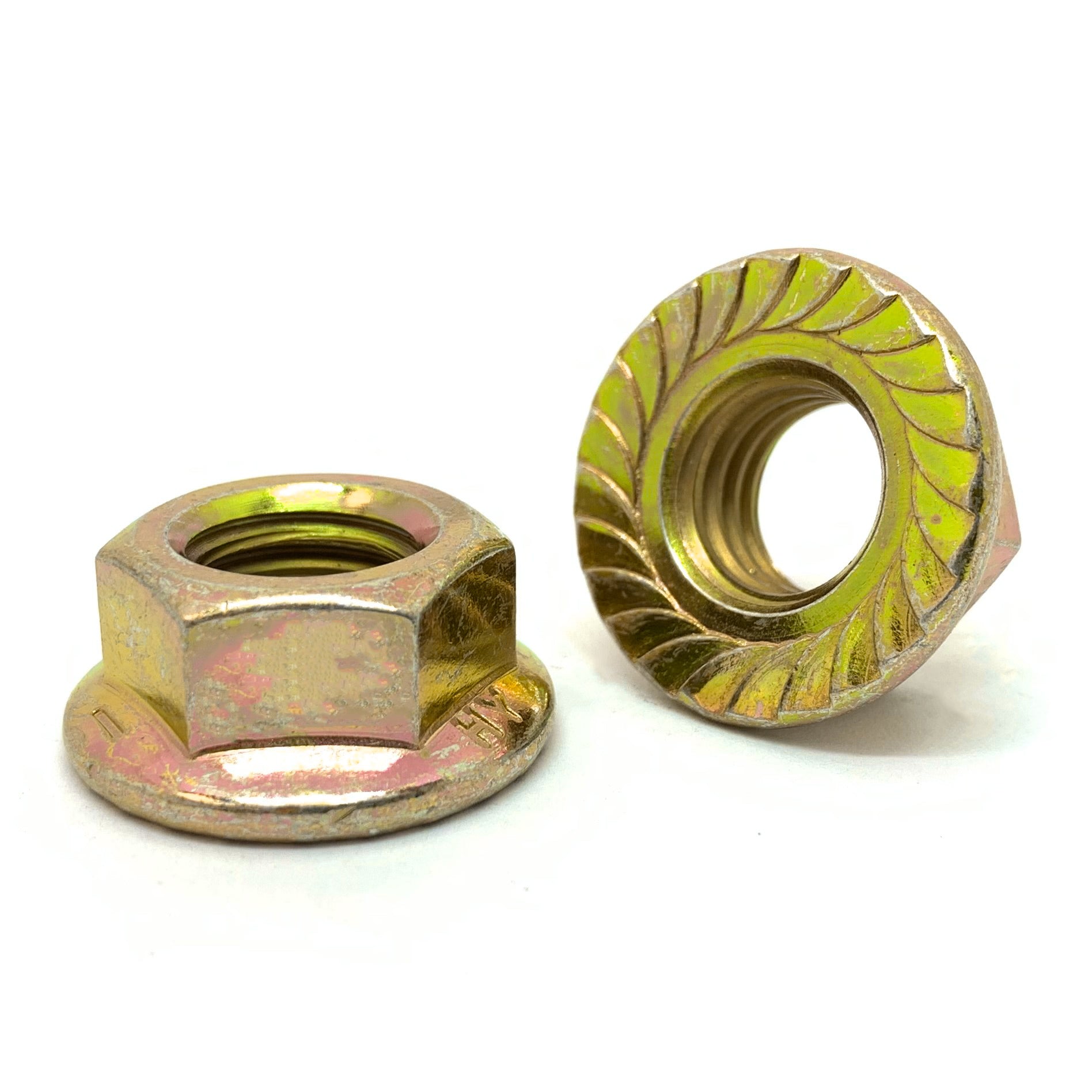 3/8"-16 Grade 8 Serrated Hex Flange Lock Nuts Zinc Yellow
