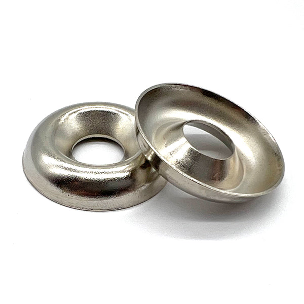 #10 Cup Washer / Countersunk Finishing Washer Low Carbon Steel Nickel Plated Pk 10000