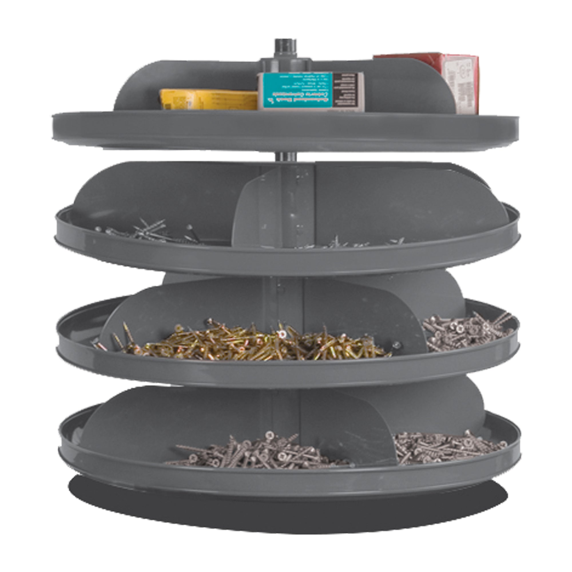 17" Metal Revolving Rotabin with 4 Shelves