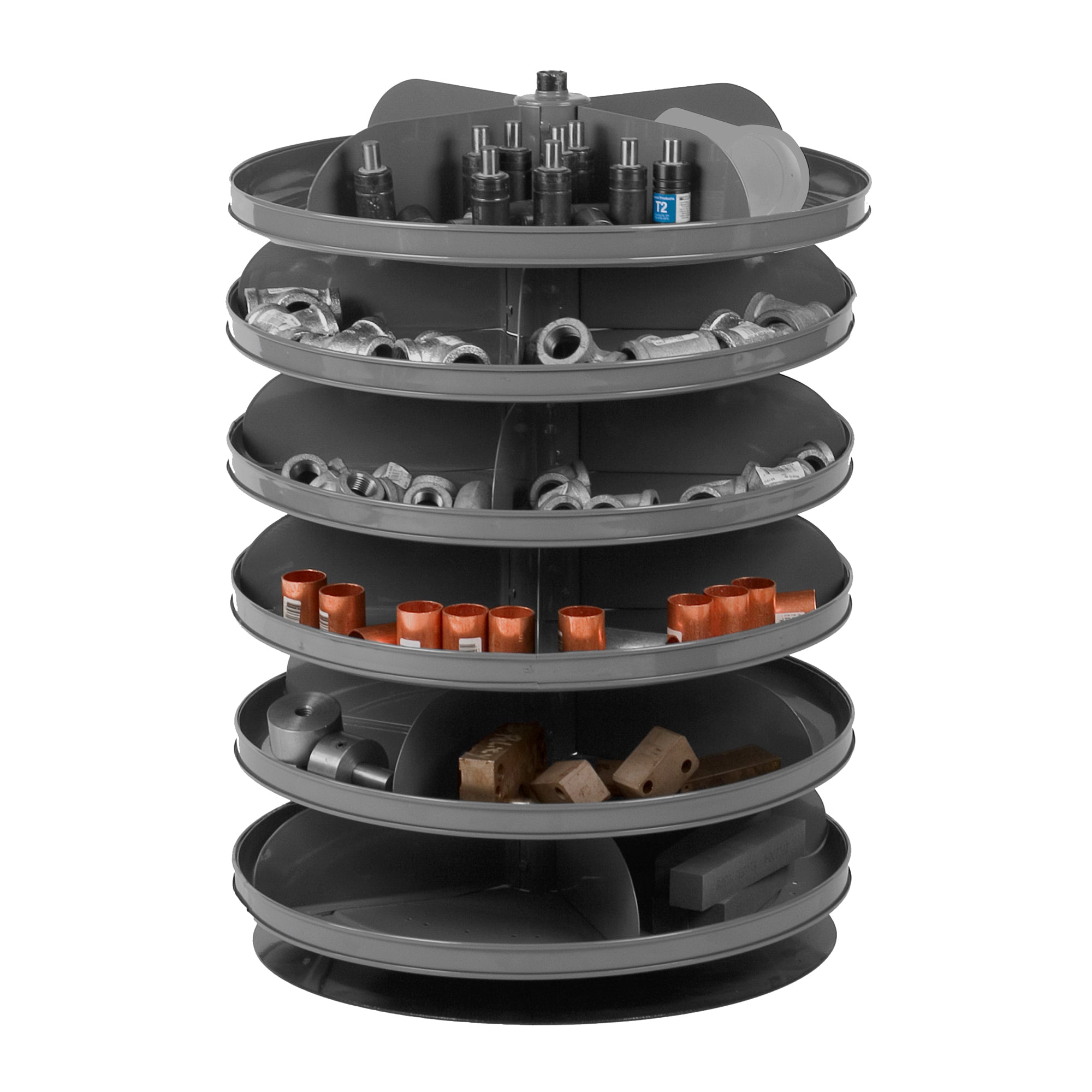 17" Metal Revolving Rotabin with 6 Shelves