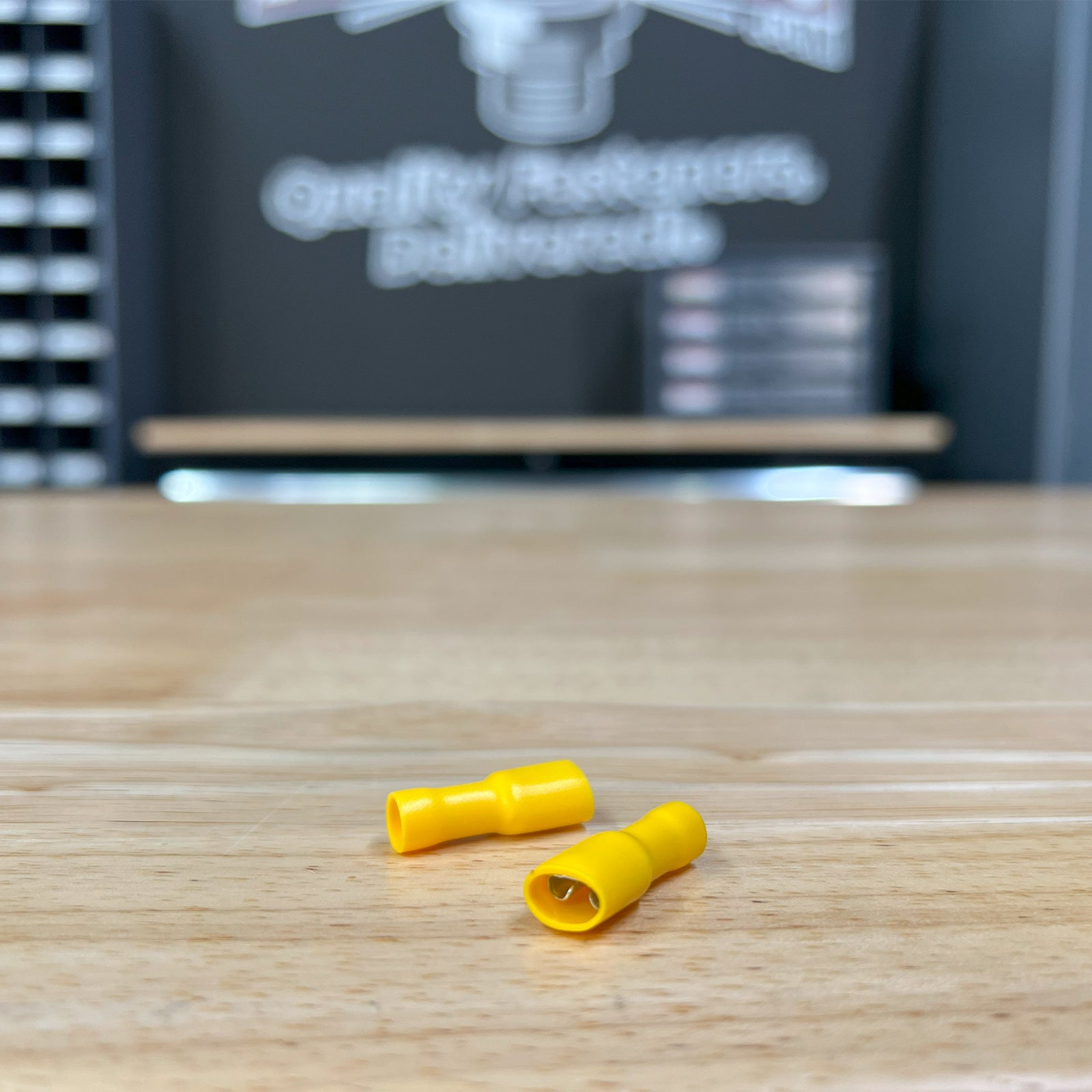 Yellow PVC/Vinyl Female Spade Fully Insulated Crimp Connector, AWG 12-10