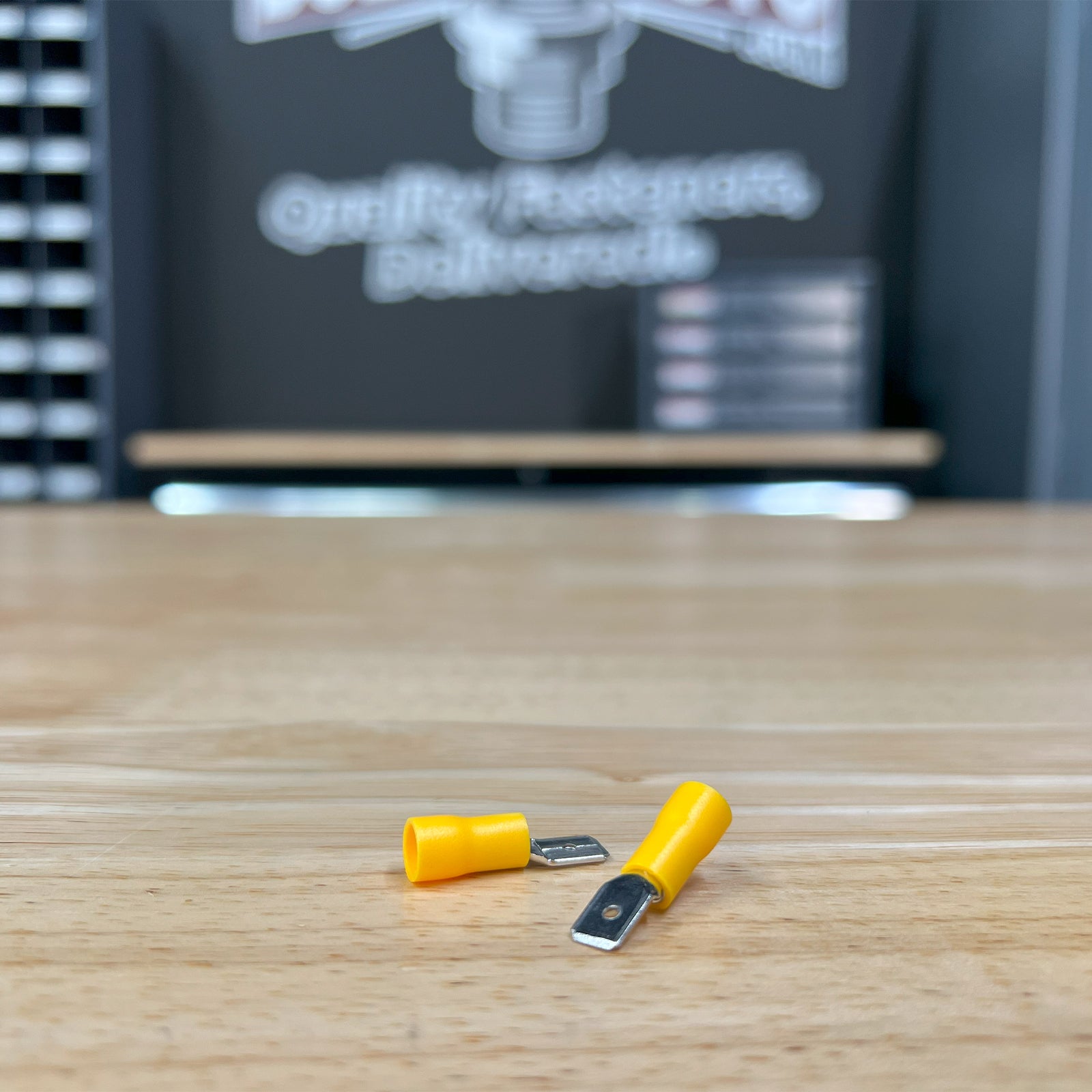 Yellow PVC/Vinyl Male Spade Crimp Connector, AWG 12-10