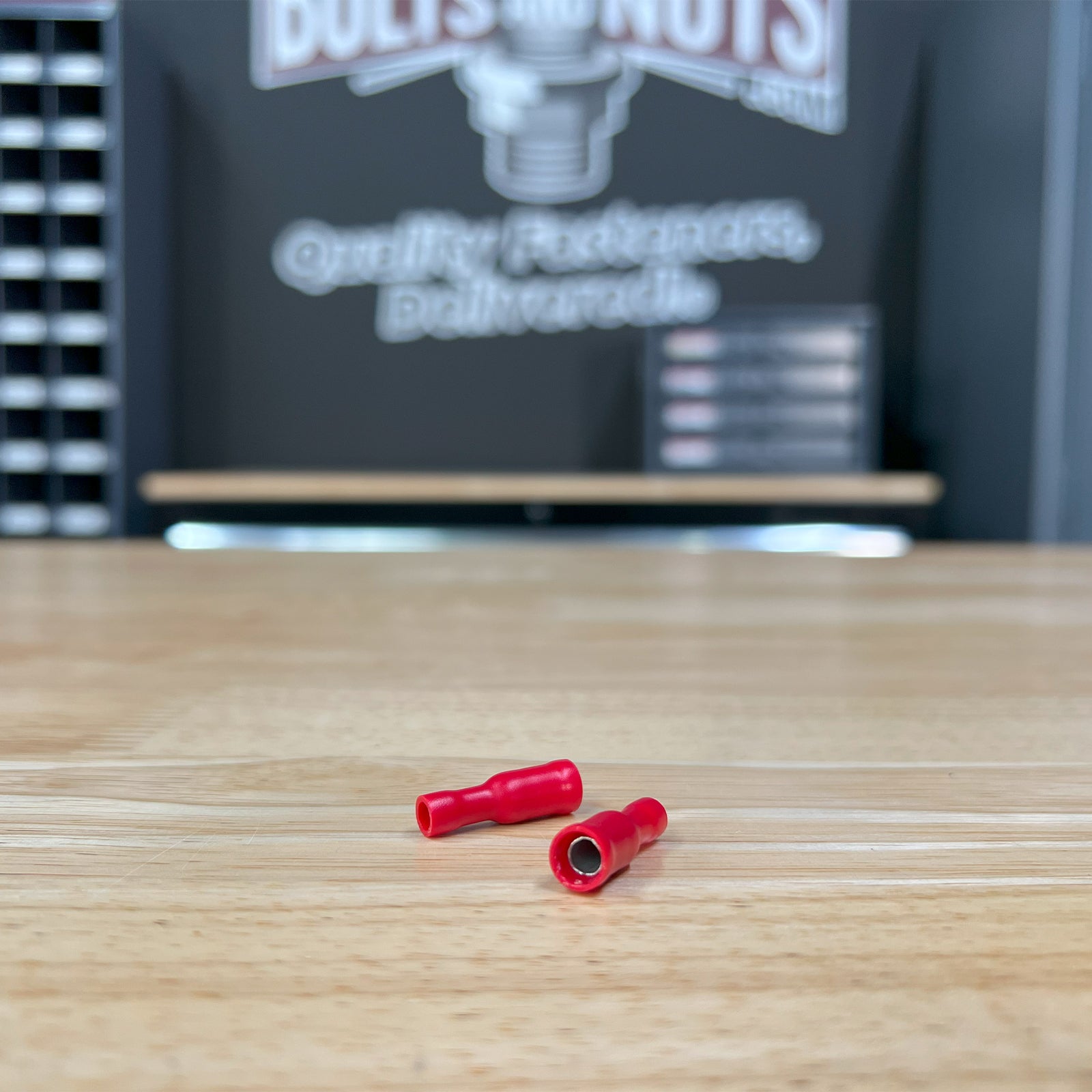 Red PVC/Vinyl Female Fully Insulated Bullet Crimp Connector, AWG 22-18
