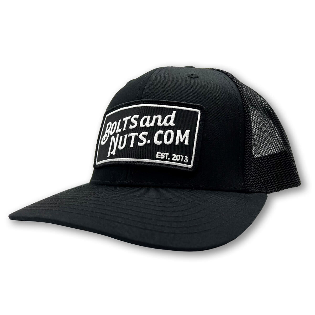 Black BoltsandNuts.com Adjustable Black Patch Logo Hat