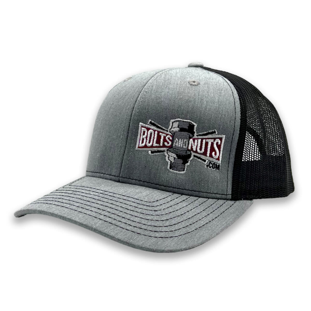 Gray & Black BoltsandNuts.com Adjustable Embroidered Logo Hat