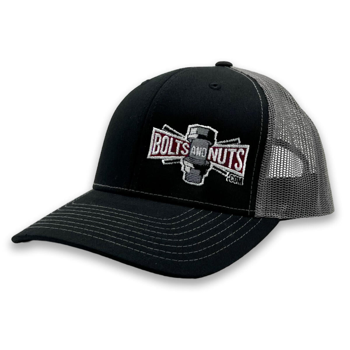 Black & Gray BoltsandNuts.com Adjustable Embroidered Logo Hat