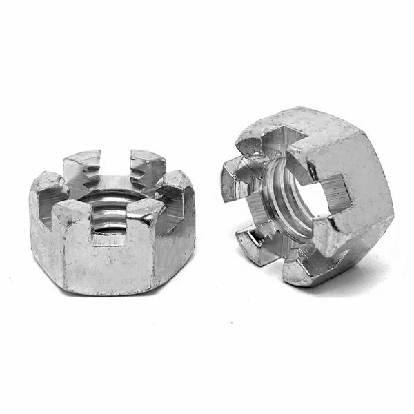 5/8"-18 Steel Slotted Hex Nuts Plain & Oil
