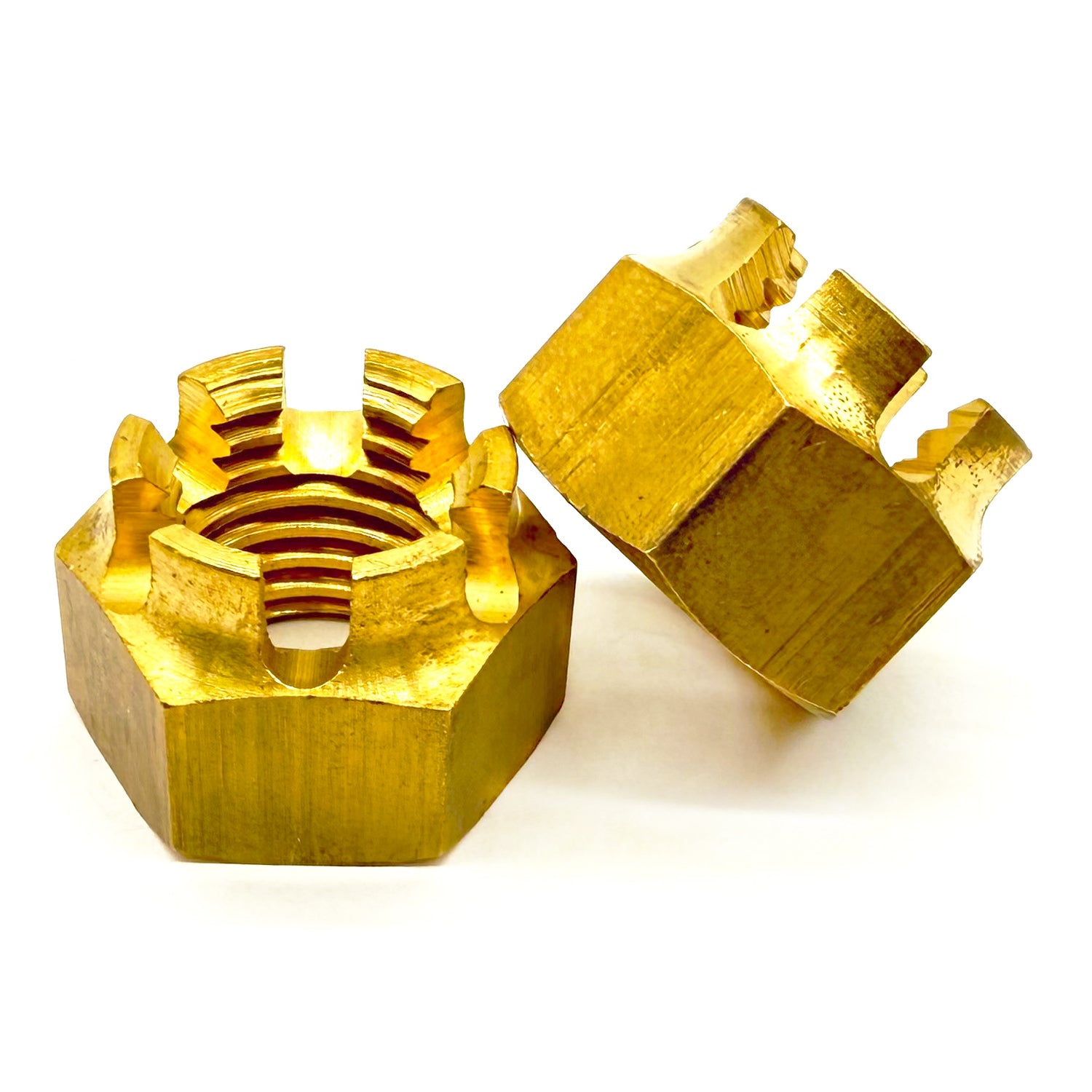 5/16"-18 Brass Slotted Hex Nuts