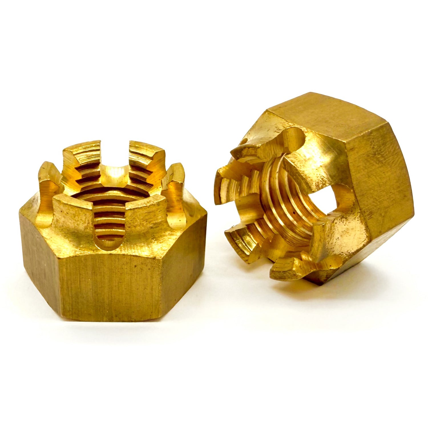 #10-24 Brass Slotted Hex Nuts