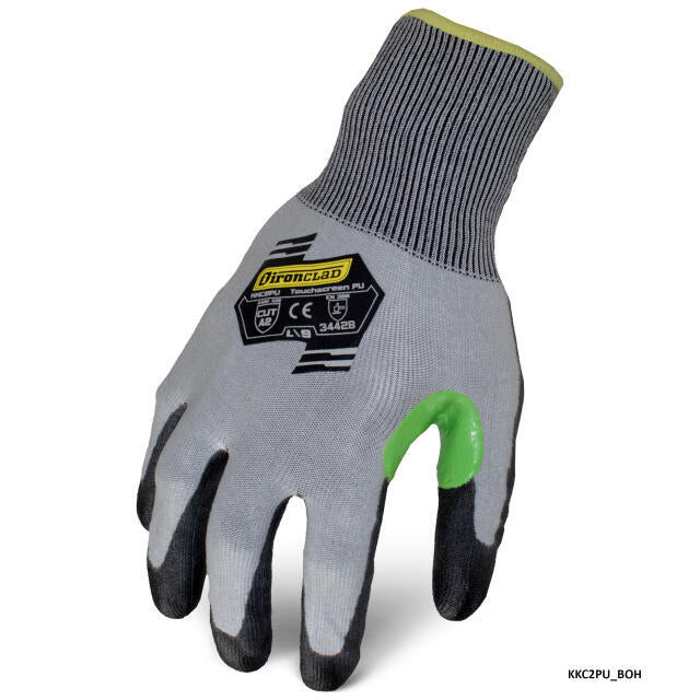 Ironclad Knit A2 Cut Rating PU Touch Screen Gray Gloves