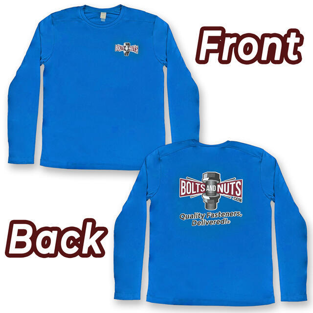 Blue BoltsandNuts.com Logo Long Sleeve Tee
