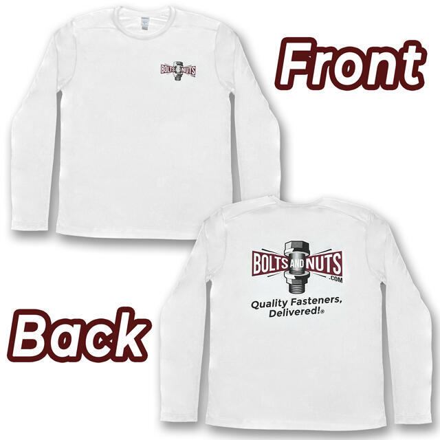 White BoltsandNuts.com Logo Long Sleeve Tee