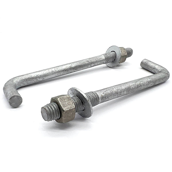 3/8"x12"x1-1/4"x1-3/4" L Shaped Anchor Bolts with Nuts and Washers Galvanized