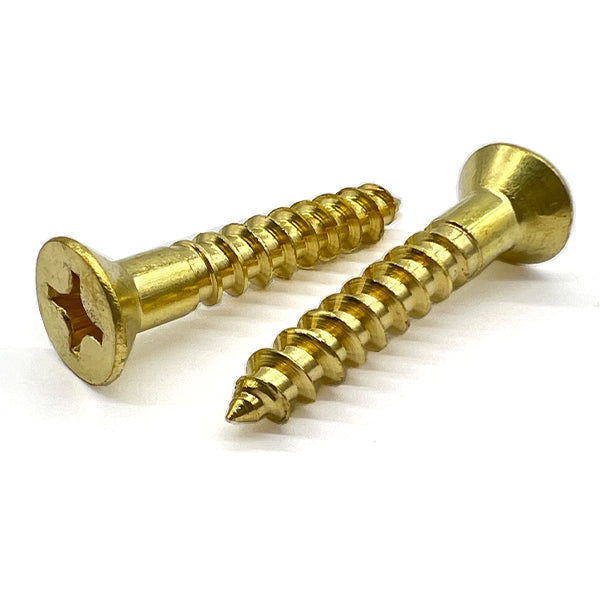 #12x2" Phillips Flat Head Wood Screws Brass