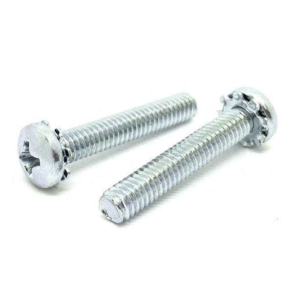 #6-32x3/4" External Tooth Sems Phillips Pan Head Machine Screws Zinc