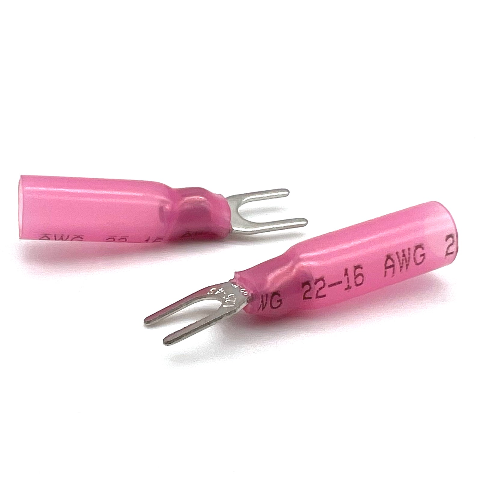 Red Heat Shrink Marine Grade #8 U-Type Fork Connectors, AWG 22-16