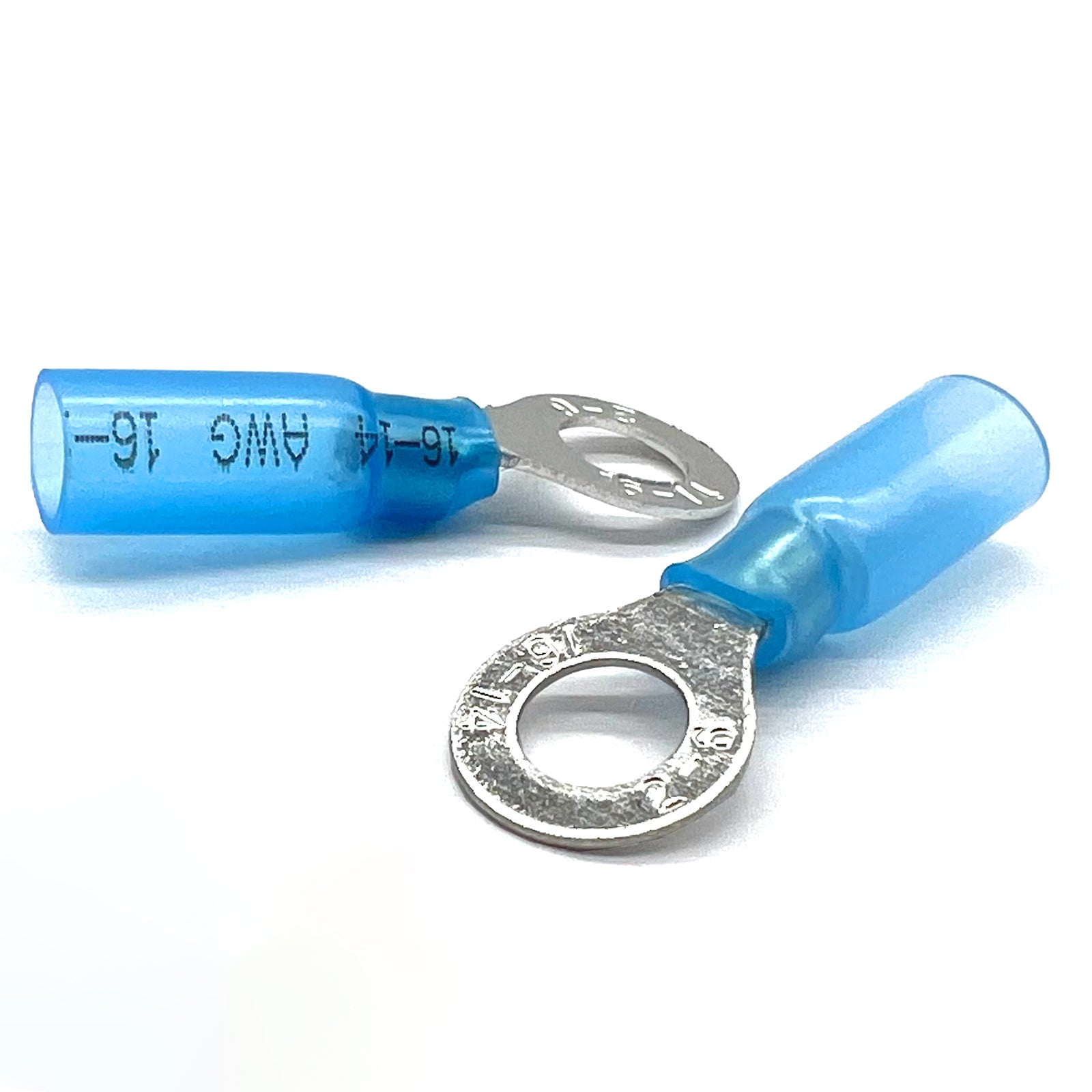 Blue Heat Shrink Marine Grade 5/16" Diameter Ring Connectors, AWG 16-14