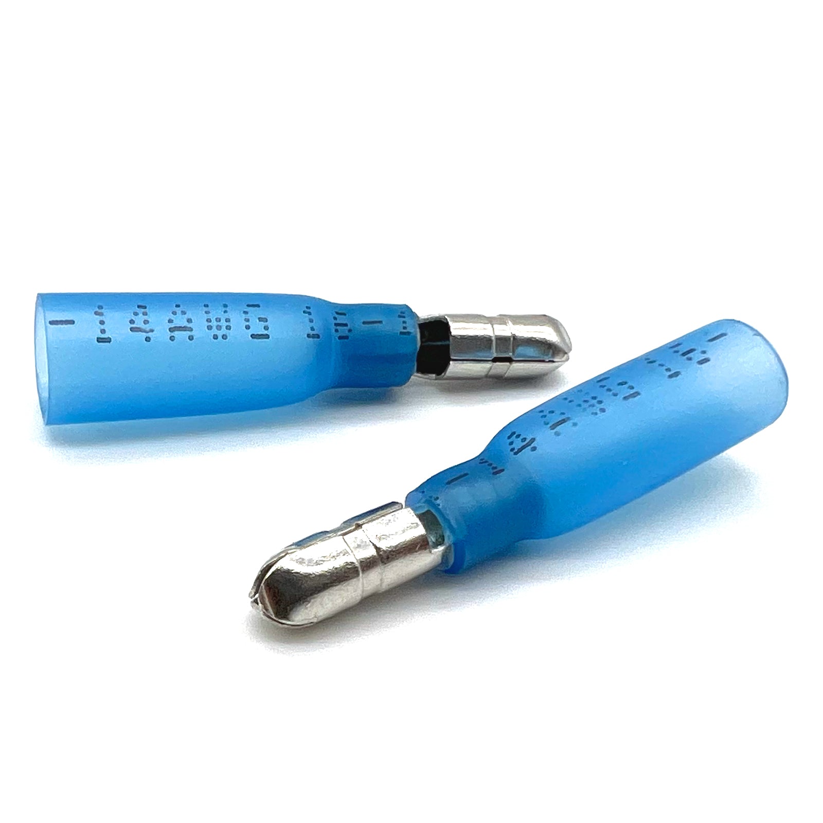 Blue Heat Shrink Marine Grade Male Bullet Connectors, AWG 16-14