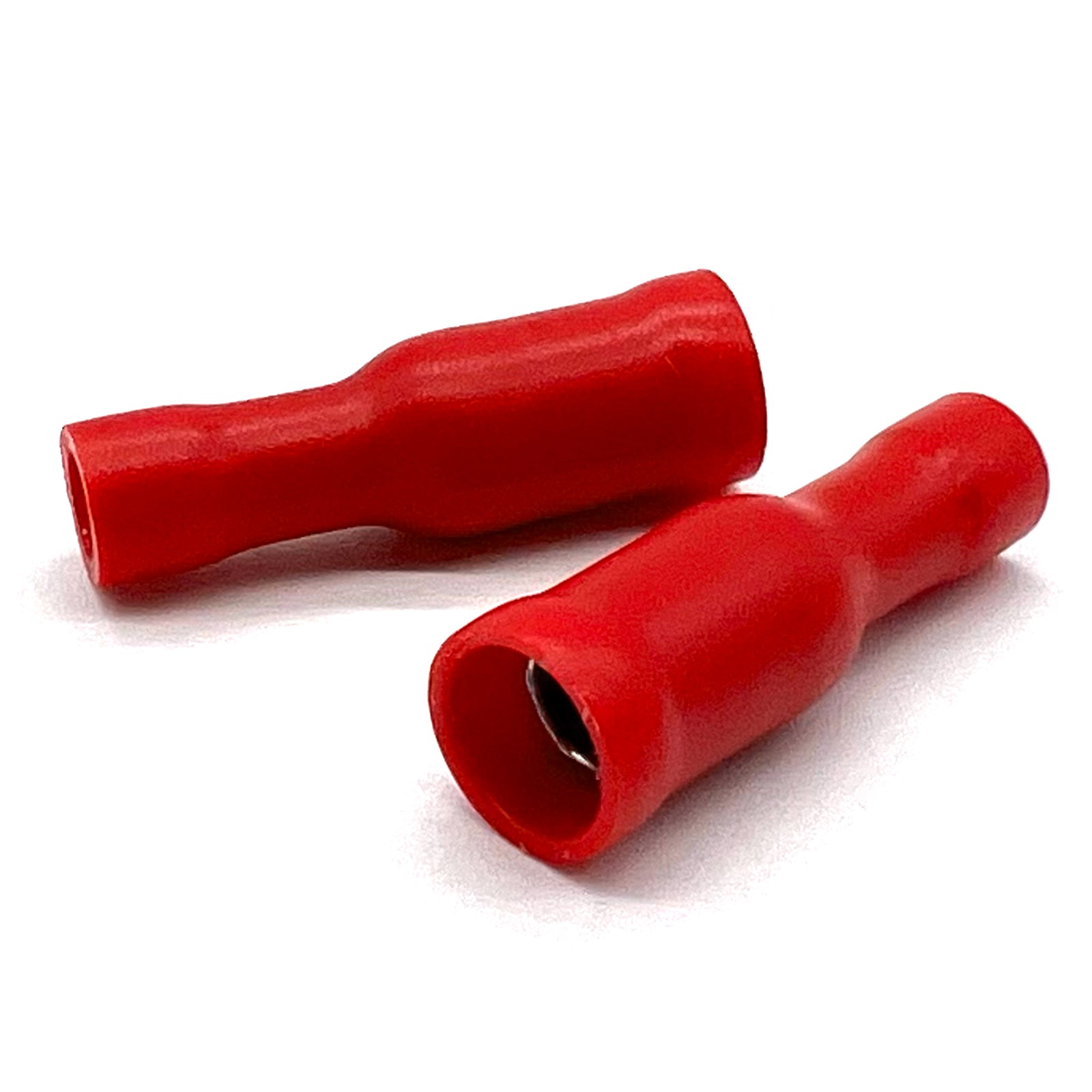 Red PVC/Vinyl Female Fully Insulated Bullet Crimp Connector, AWG 22-18