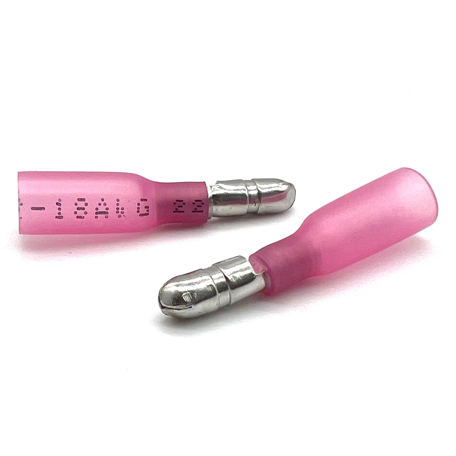 Red Heat Shrink Marine Grade Male Bullet Connectors, AWG 22-18