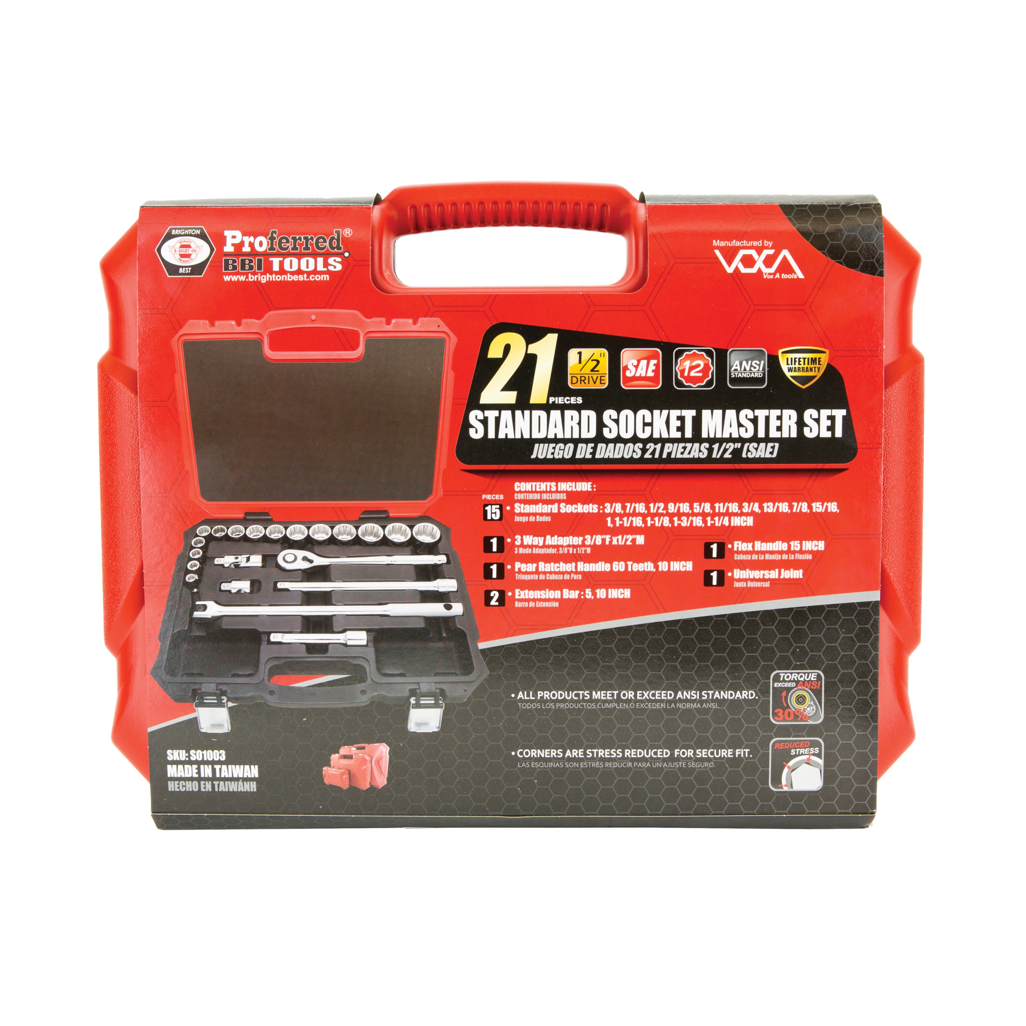 21 Piece Proferred Socket Master Set Inch (1/2" Drive)