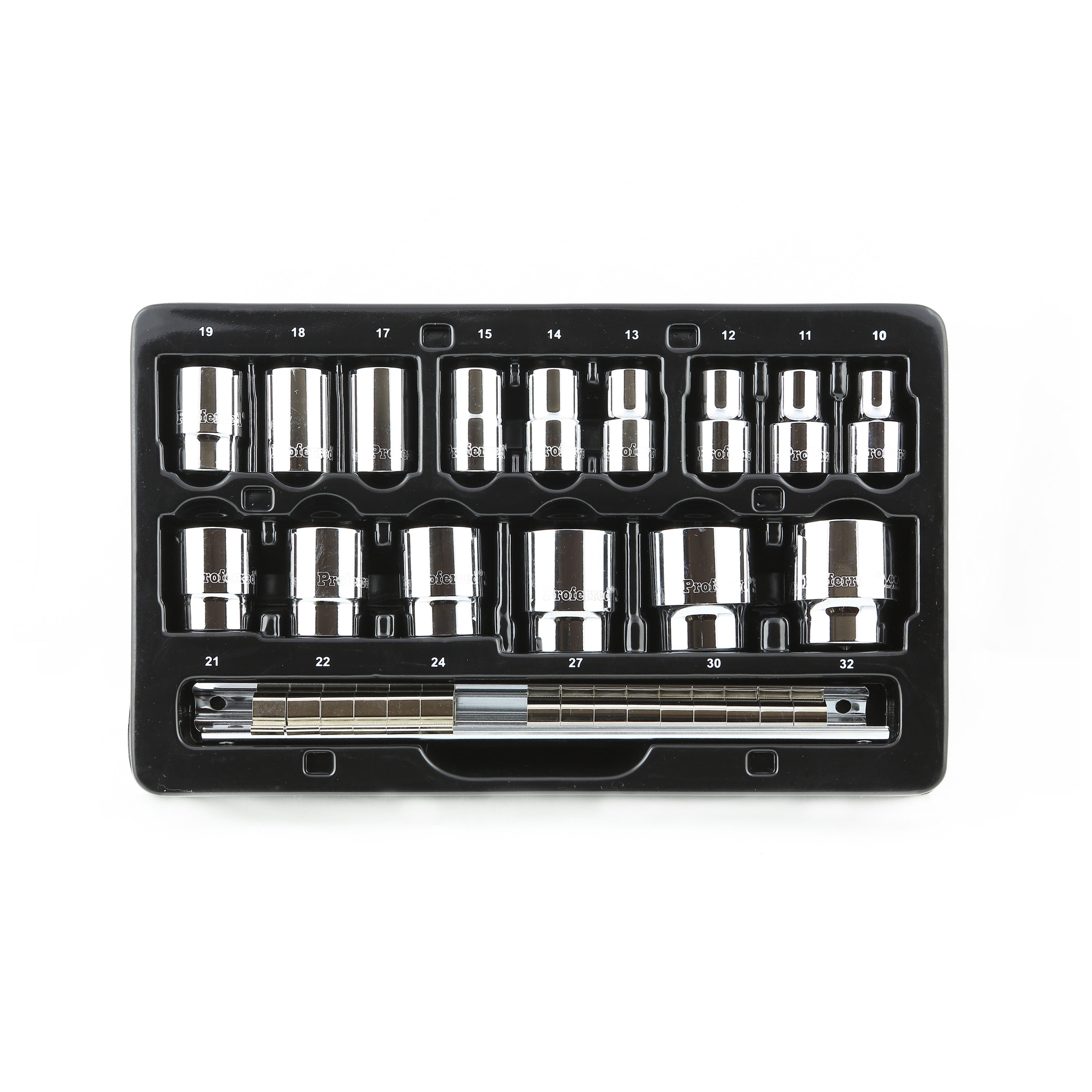 15 Piece Proferred 12 Point Standard Metric Socket Set (1/2" Drive)