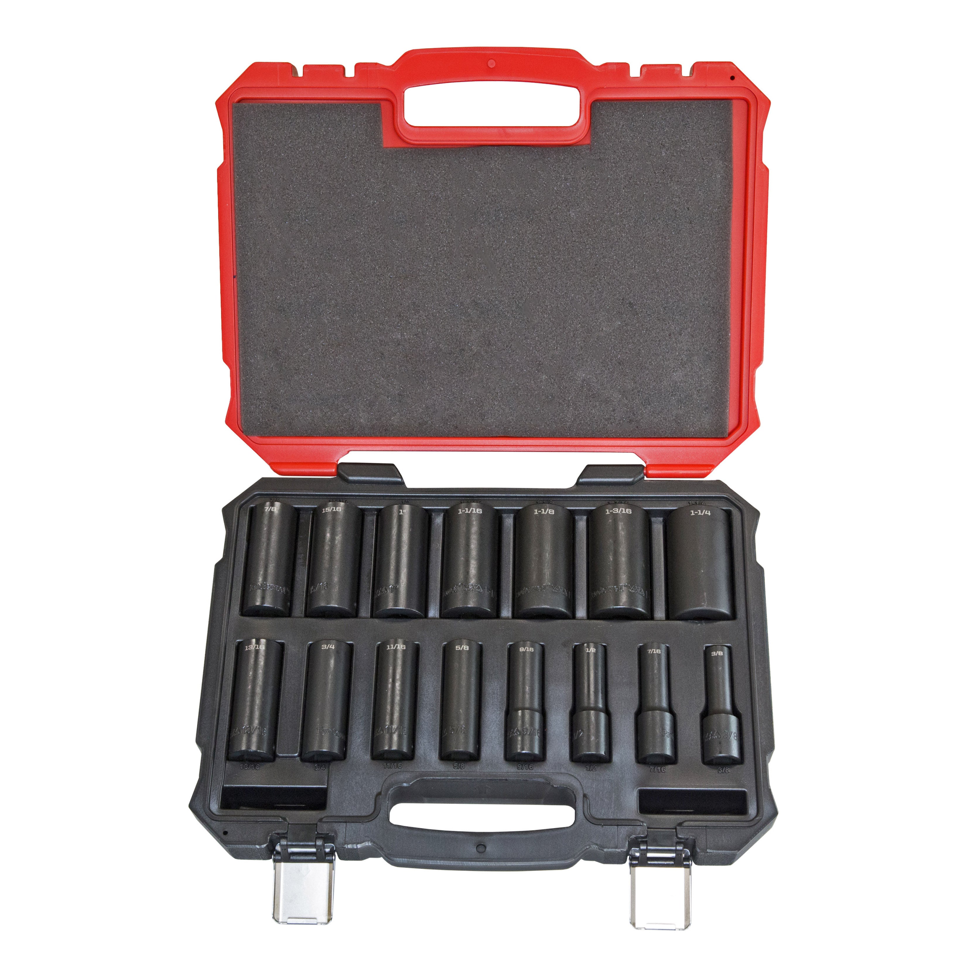 15 Piece Proferred 6 Point Deep Impact Standard Inch Socket Set (1/2" Drive)