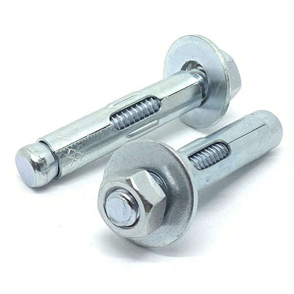 5/16-18x2-1/2" Sleeve Anchor w/ Hex Nuts & Washers Zinc Clear Steel