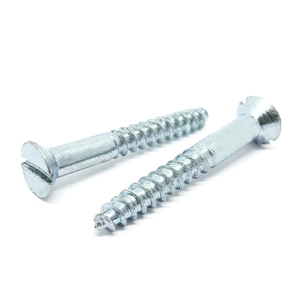 #12x4" Slotted Flat Head Wood Screws Zinc Clear