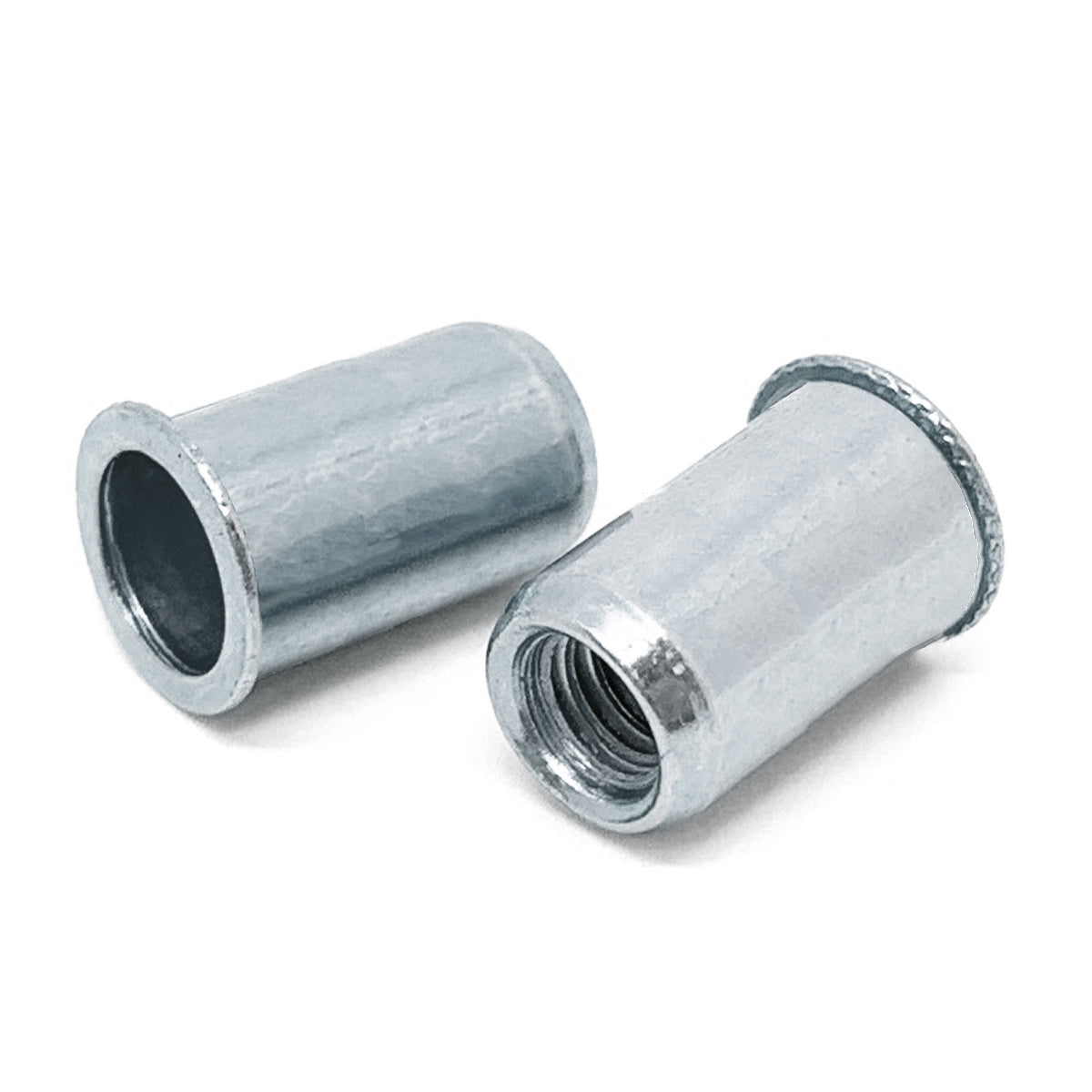 #8-32 (.020-.080) Steel Small Flange Smooth Body Rivet Nut Zinc Clear