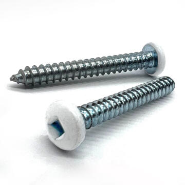 #8x1-1/2" Pan Head Square Drive Type AB Sheet Metal Screw White Painted Head Zinc