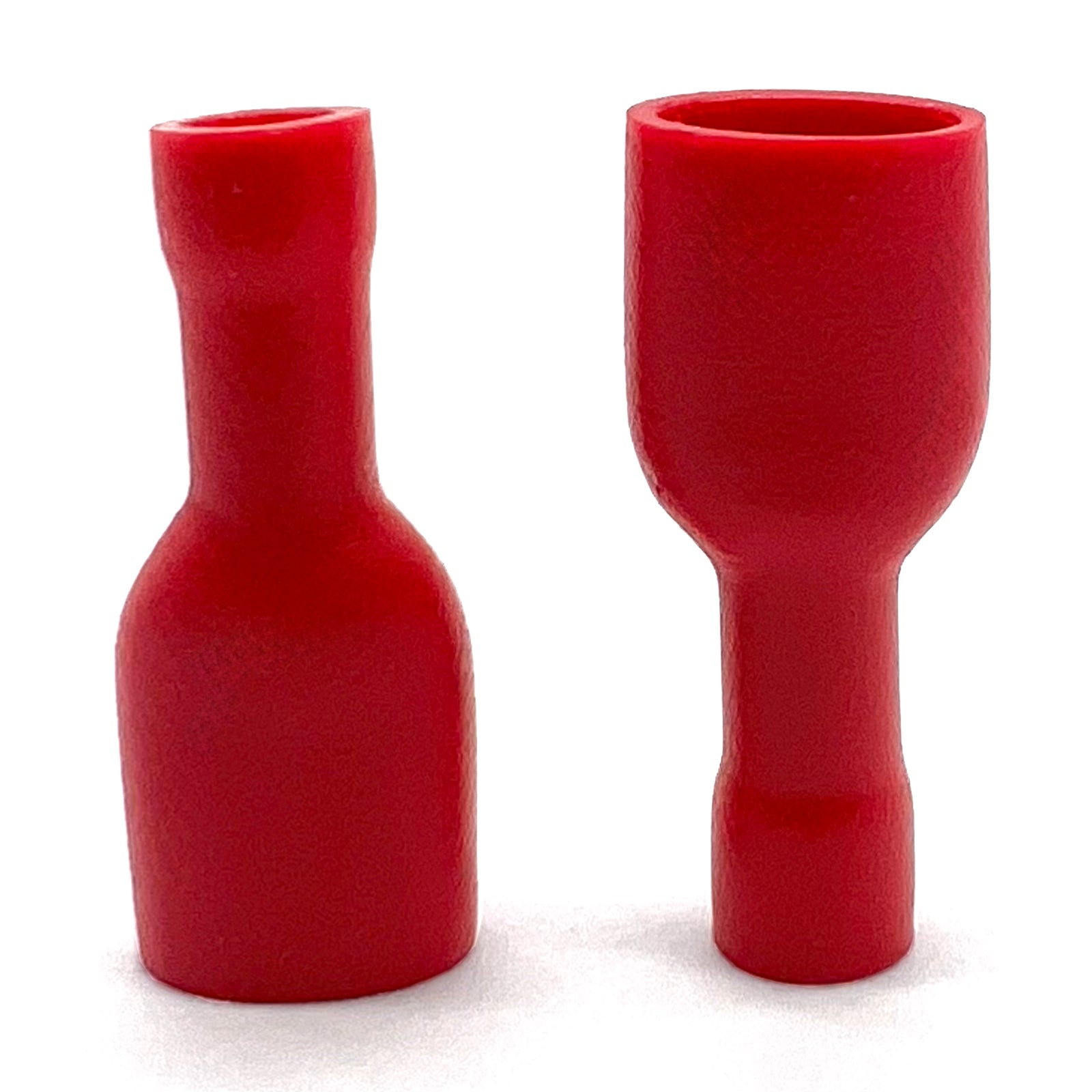 Red PVC/Vinyl Female Spade Fully Insulated Crimp Connector, AWG 22-16