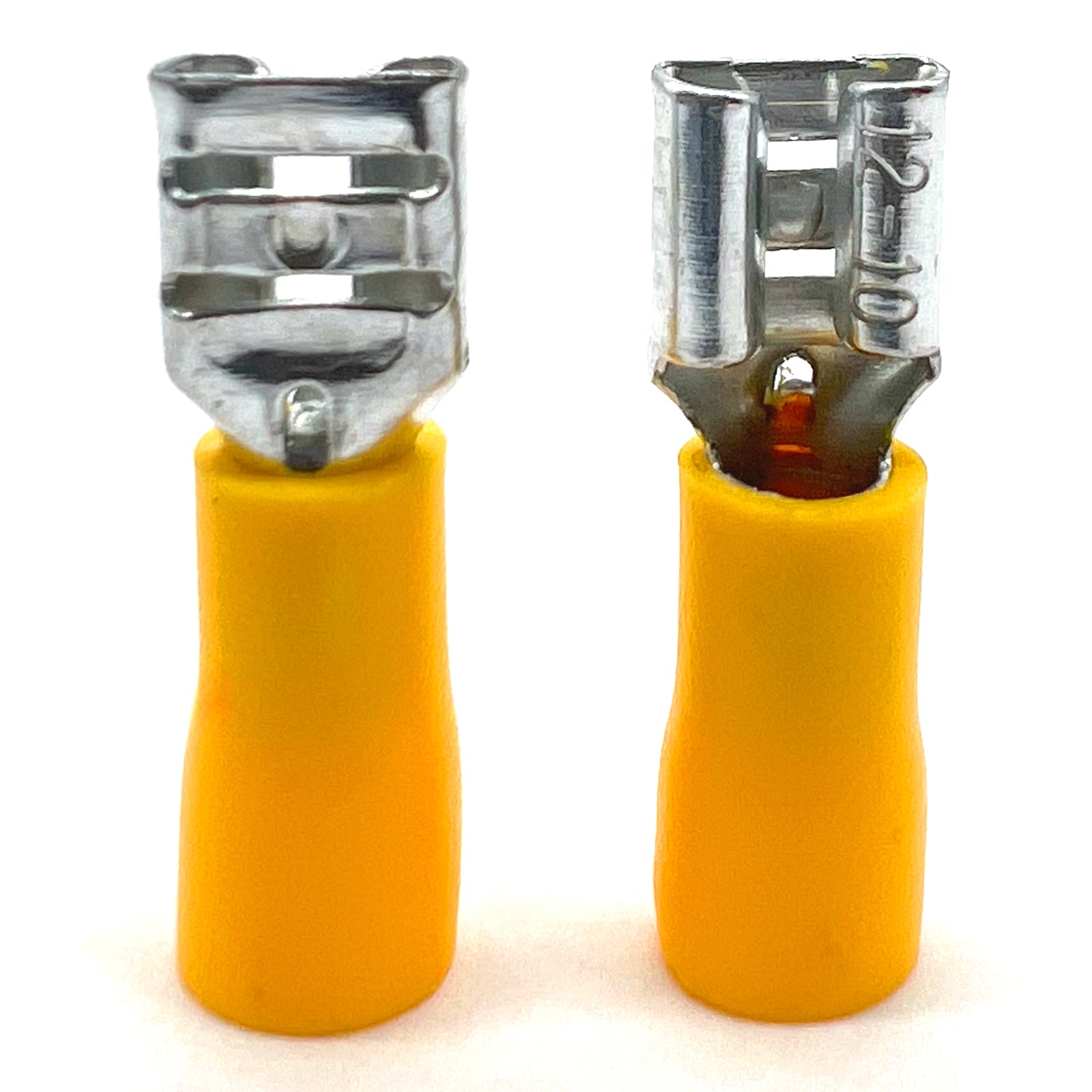 Yellow PVC/Vinyl Female Spade Crimp Connector, AWG 12-10