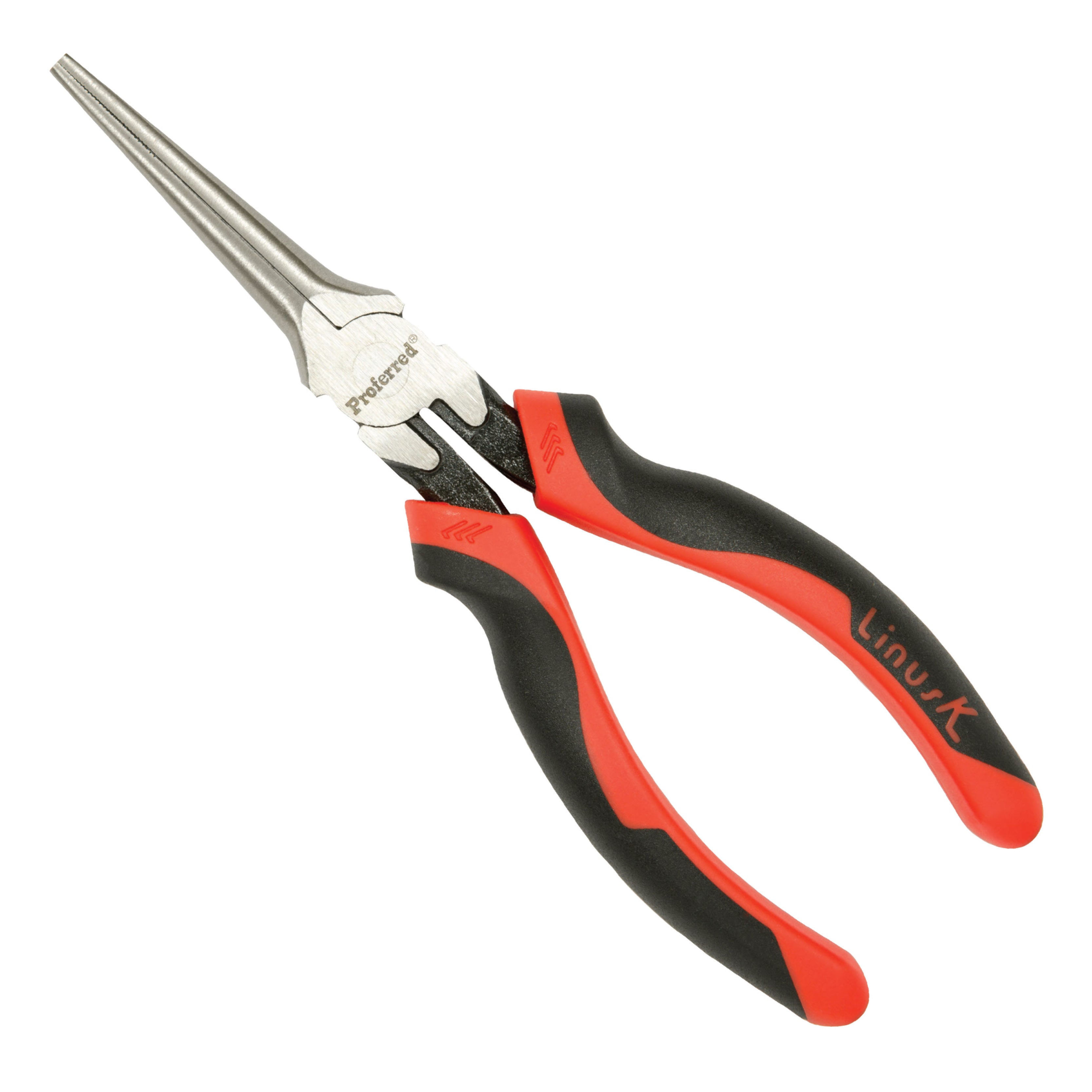 6" Length Proferred Long Nose Pliers without Cutter, TPR Grip